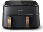 Philips Friggitrice ad Aria Serie 3000 NA352/00 - Doppio Cestello 9 L, 2750W, Nero/Oro