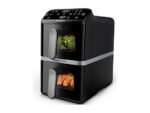 Philips Friggitrice ad Aria Verticale Serie 4000 NA461/00 - Doppio Cestello con Finestra 10 L, 2750W, PFAS Free, Nero
