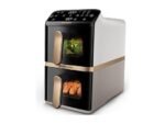 Philips Friggitrice ad Aria Verticale Serie 4000 NA462/80 Doppio Cestello con Finestra 10 L, 2750W, PFAS Free, Bianco
