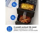 Philips Friggitrice ad Aria Verticale Serie 4000 NA462/80 Doppio Cestello con Finestra 10 L, 2750W, PFAS Free, Bianco - immagine 4