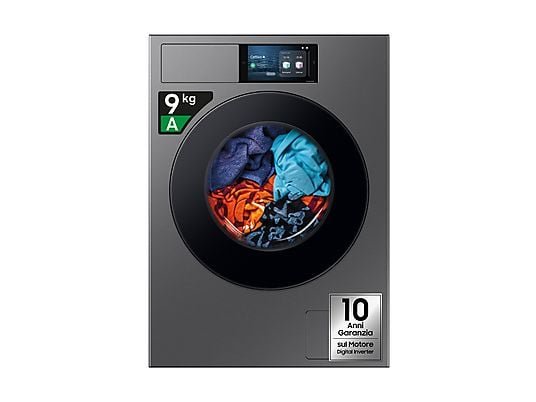 ASSET_MMS_173700472.jpg SAMSUNG WF90F09C4SU3 Lavatrice 9 Kg 1400 Giri Classe A AI Home 7” Touch Dark Silver - immagine 1