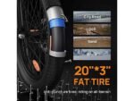 UrLife E20 Citybike Elettrica Pieghevole 500W Ruote 20'' 50km Autonomia Blu Nero - immagine 5